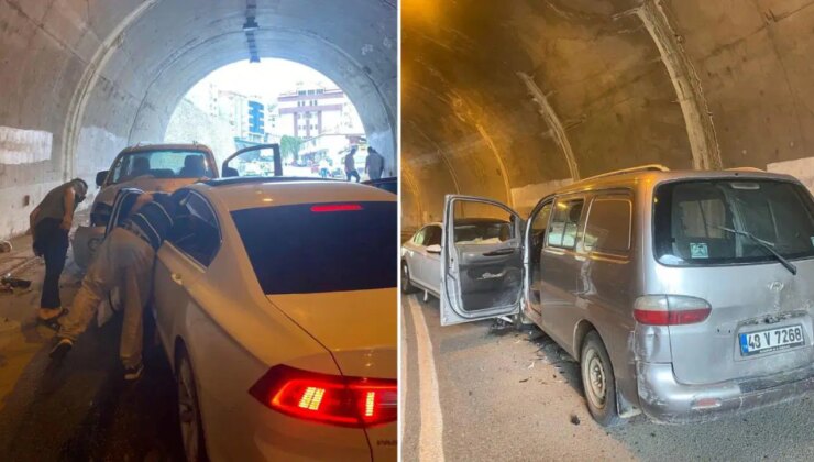 Tünel içinde iki araç kafa kafaya çarpıştı: Yaralılar var!