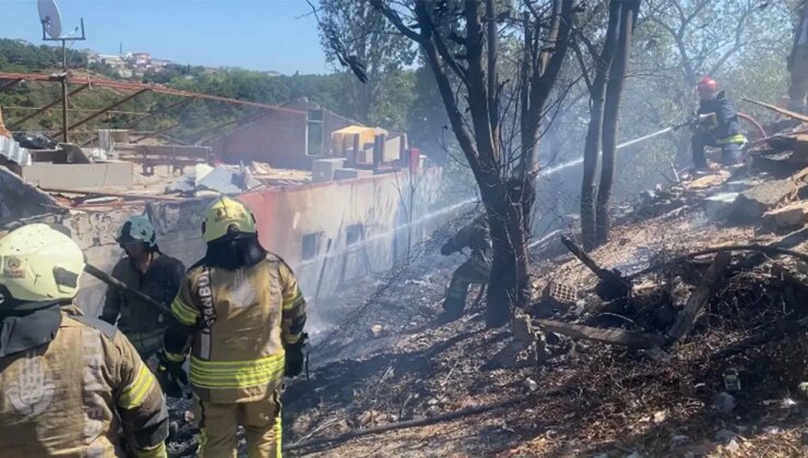 Ümraniye’de ağaçlık alanda çıkan yangın paniğe neden oldu