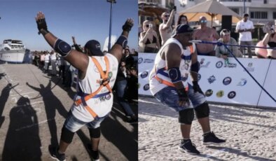 700 tonluk gemiyi dişleriyle çekti: Sıradaki hedefi denizaltı ve uçak