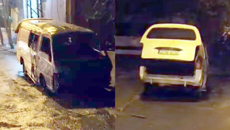 Çaldıkları minibüs alev alınca, yaya olarak kaçtılar!