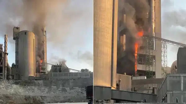 Çimento fabrikasında yangın!