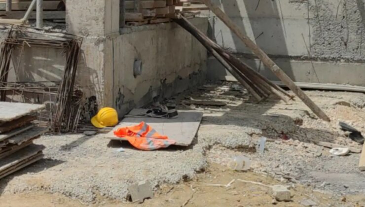 Devlet hastanesi inşaatında çalışan işçi 5 metre yükseklikten düştü!