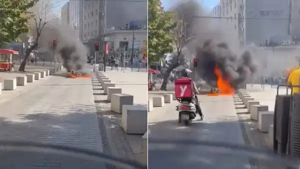 Fatih’te trafikten men edilen motosikletini ateşe verdi; o anlar kamerada
