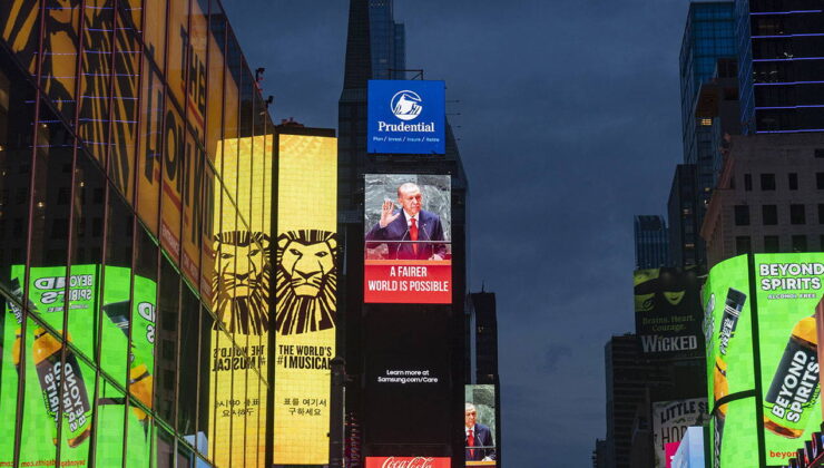 İletişim Başkanlığı, Erdoğan’ın sözünü Times Meydanı’na yansıttı