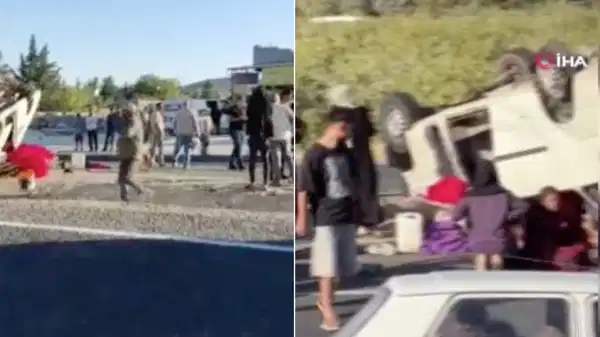 Şanlıurfada feci kaza… Tarım işçilerini taşıyan minibüs devrildi: 20 yaralı