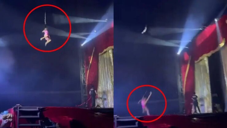 Sirk gösterisi faciaya döndü: Akrobat yere çakıldı