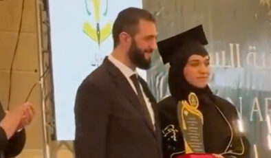 Suriye Cumhurbaşkanı Ahmed Şara, eşini mezuniyet töreninde yalnız bırakmadı
