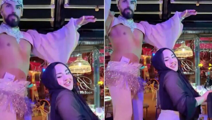 Tesettürlü kadının dansına gözaltı!