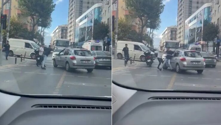 Trafikte yol verme kavgası: Sopayla saldıranları biber gazıyla kovaladı