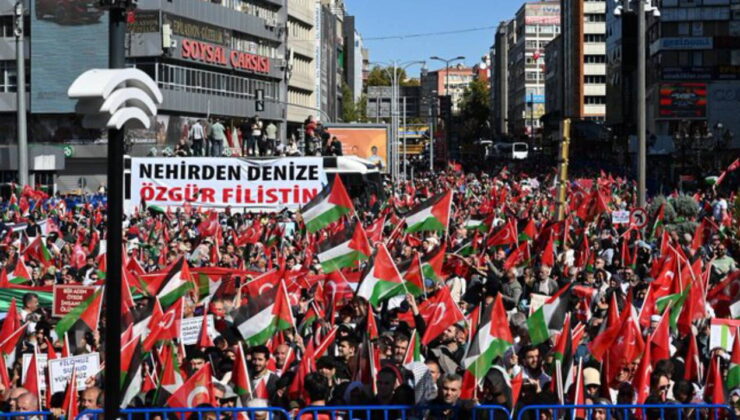 Ankara’da, “Gazze Kararlılık Yürüyüşü” düzenlendi… “Filistin’in özgürlüğü için, adalet için, insanlık için buradayız”