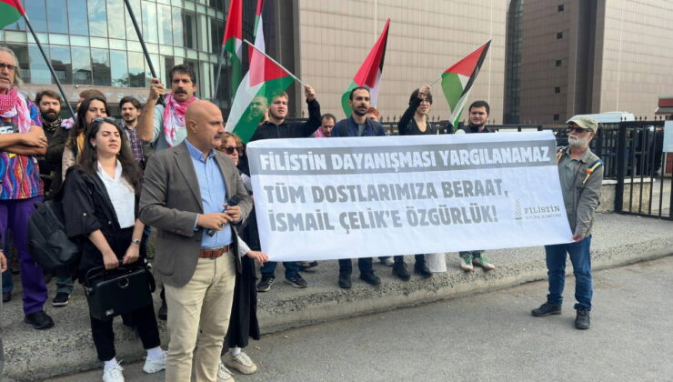 Filistin Eylem Komitesi’nden Bakırköy Adliyesi önünde açıklama: Protesto değil, İsrail’le işbirliği suçtur. Filistin’le dayanışma yargılanamaz