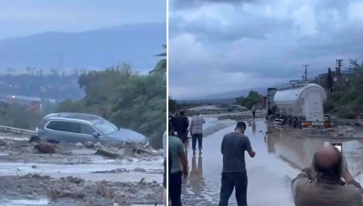 Hatay’da heyelan otoyolu kapattı: Karayolları ekipleri bölgede…