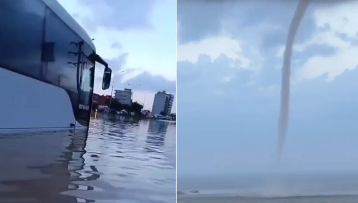 Hatay’ı sağanak vurdu: Otoyol çöktü, yolları su bastı, denizde hortum çıktı!