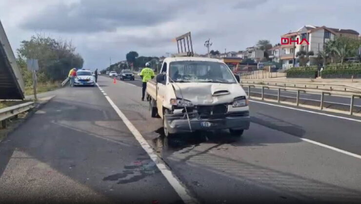 Kamyonet, kediyi ezmemek için duran otomobile çarptı: 1 yaralı