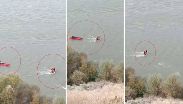 Su seviyesi yükselen nehirde mahsur kalan aile kurtarıldı