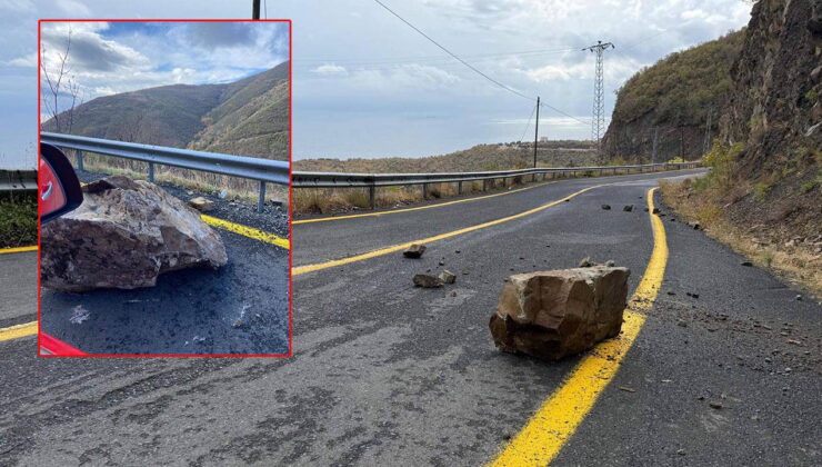 Tekirdağ’da yola kaya parçaları düştü