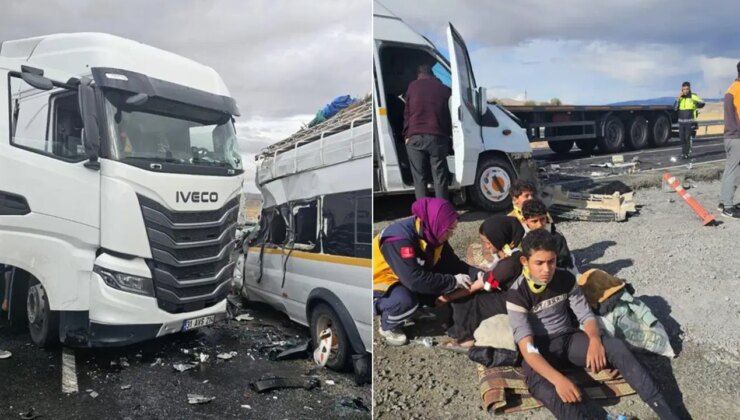 TIR ile tarım işçilerini taşıyan minibüs çarpıştı: Yaralılar var!