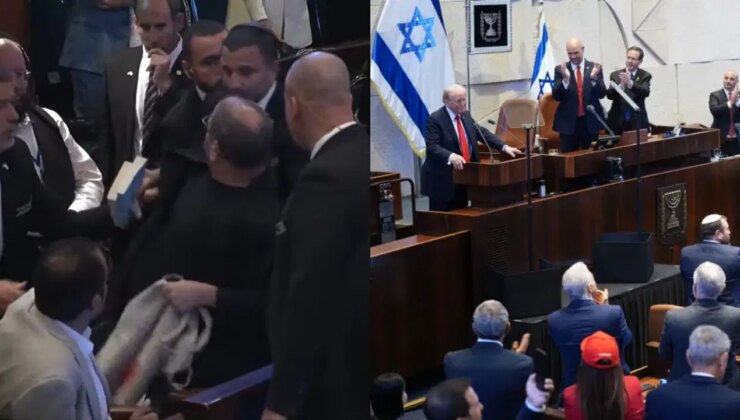 Trump’ın, Knesset’teki konuşması sol parti tarafından protesto edildi
