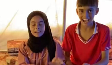 Yardım kolisi alan Gazzeli çocukların mutluluğu