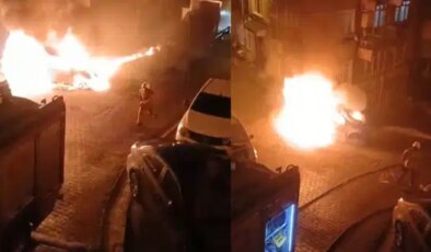 1 saat önce park ettiği otomobil alev topuna döndü: Mahalleli panik yaşadı!