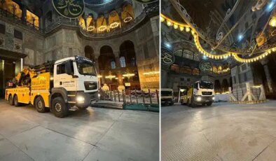 Ayasofya’da büyük skandal… Caminin içine kamyon soktular iddiası: Vakıflar Genel Müdürlüğünden açıklama!