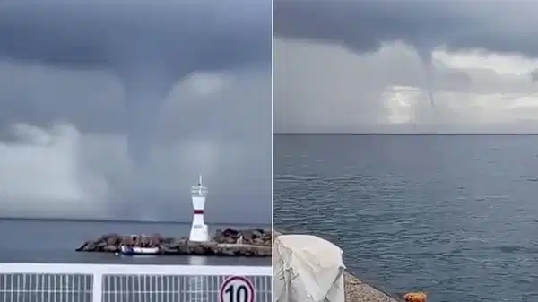 Bozcaada açıklarında hortum oluştu!