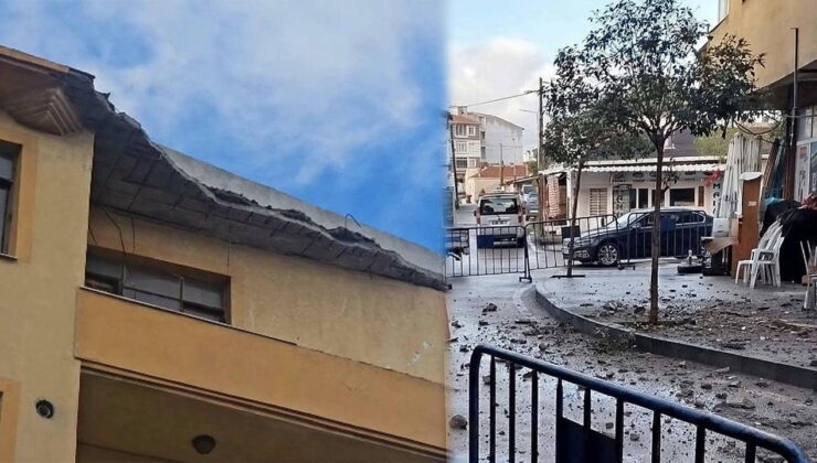 Çanakkale’de 5 katlı binanın çatısının bir kısmı sağanak nedeniyle çöktü
