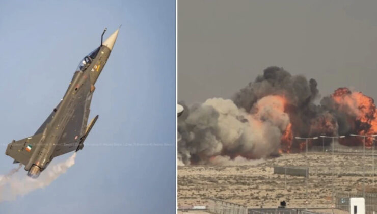 Dubai’de Hindistan’a ait savaş uçağı gösteri sırasında düştü