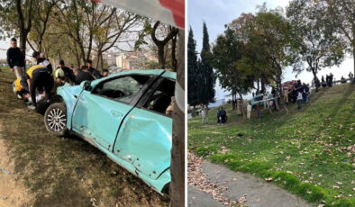 Esenler’de otomobil şarampole yuvarlandı: Sürücü ağır yaralandı