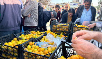 Hatay’da üreticiler, alıcı çıkmayan tonlarca mandalinayı ücretsiz dağıttı