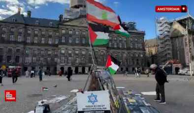 Hollanda’nın Başkenti Amsterdam’ın en ünlü meydanında Filistin dayanışması