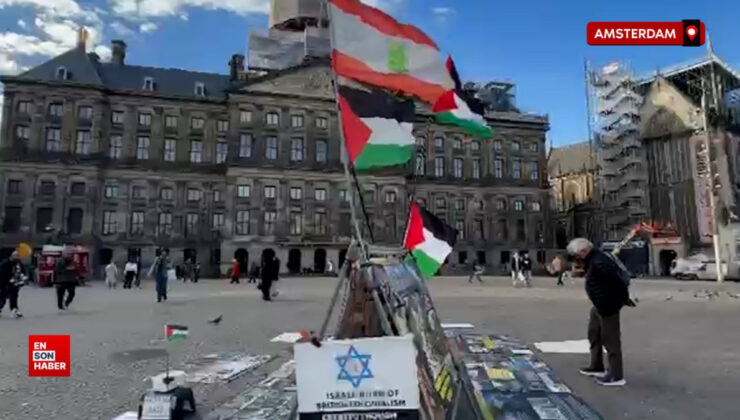 Hollanda’nın Başkenti Amsterdam’ın en ünlü meydanında Filistin dayanışması