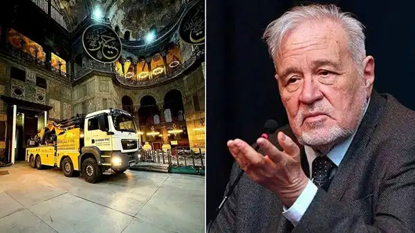 İlber Ortaylı, Ayasofya’daki skandal görüntülere tepki gösterdi: ‘Anthemios’a mı sordular Mimar Sinan’a mı?’