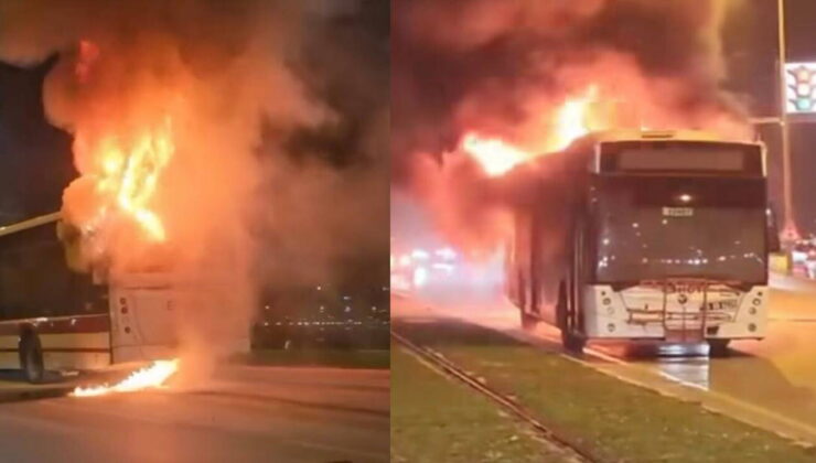 İzmir’de seyir halindeki belediye otobüsünde yangın!