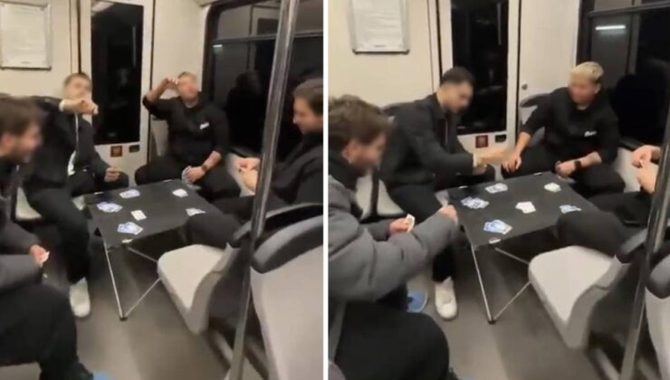 Metroda şaşırtan görüntü: Gençler masa kurup oyun oynadı