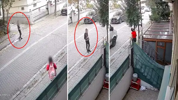 Servis bekleyen çocuğu takip etti: Annesi gelince kaçtı!