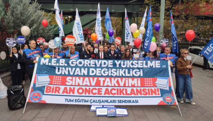 TEÇ-SEN’den Milli Eğitim Bakanlığı önünde eylem: Diplomaları balonlarla gökyüzüne bıraktılar