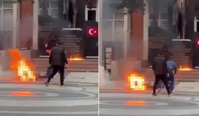 Zonguldak’ta bir yurttaş kaymakamlık önünde kendini yaktı!