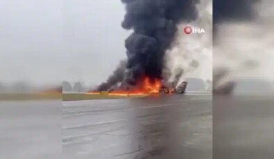 ABD’de havaalanına iniş yapan özel jet düştü