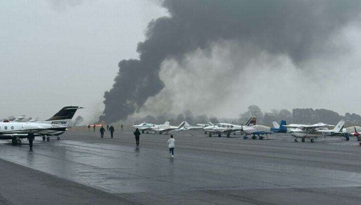 ABD’de havaalanına iniş yapan özel jet piste çakıldı