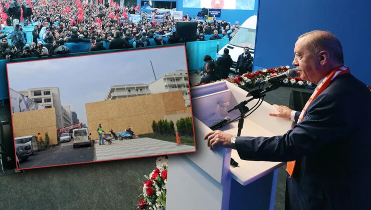 Adeta ‘film seti’ hazırlığı yapılmıştı! Erdoğan, brandaların çekildiği Hatay’da böyle konuştu: ‘Şu binaların güzelliklerine bak…’