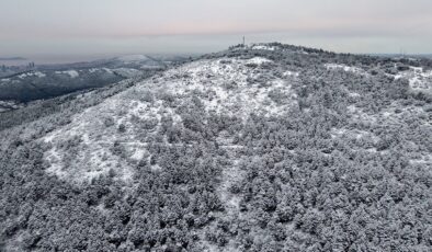Aydos Ormanı beyaza büründü: Kar manzarası havadan görüntülendi