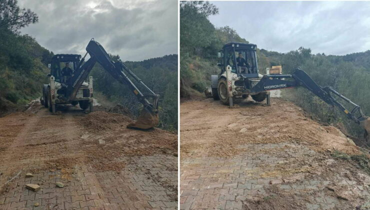 Çanakkale’de heyelan… Kapanan yol ulaşıma açıldı!