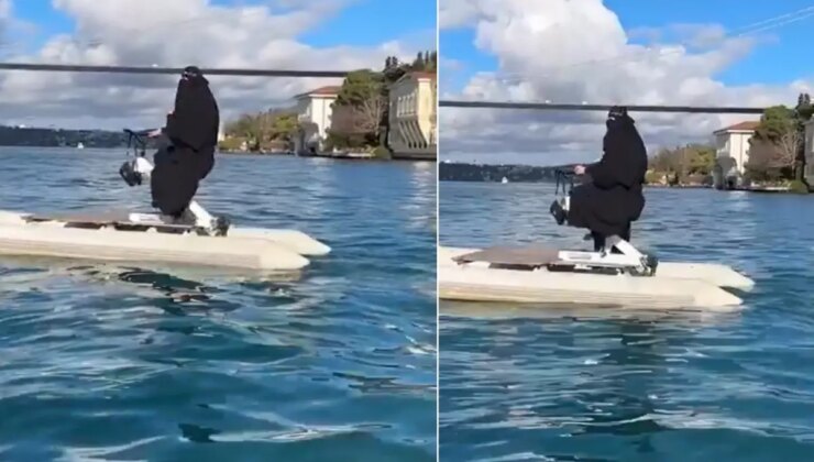 Çarşaflı kadın Boğaz’a böyle açıldı, düştü not hayli manidar