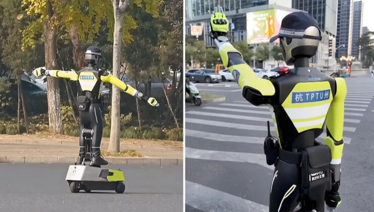 Çin’de insansı robotlar trafik polisi olarak kullanılıyor