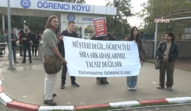 Depremzede öğrencilerin Ege Üniversitesi Öğrenci Köyü’nden çıkarılmasına protesto: ‘Barınma hakkı en temel haktır ve engellenemez’