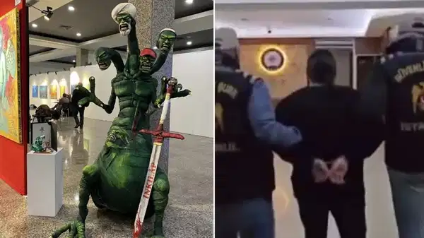 ‘Dört başlı canavar’ heykeli gericileri kızdırdı, savcılık harekete geçti: 2 kişi gözaltında