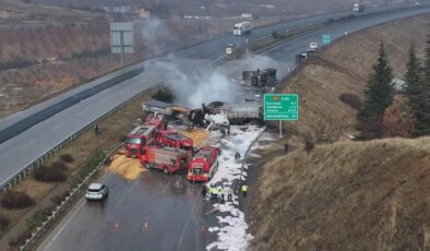 Gaziantep’te 3 TIR çarpıştı, araçlarda yangın çıktı: Yol trafiğe kapatıldı!