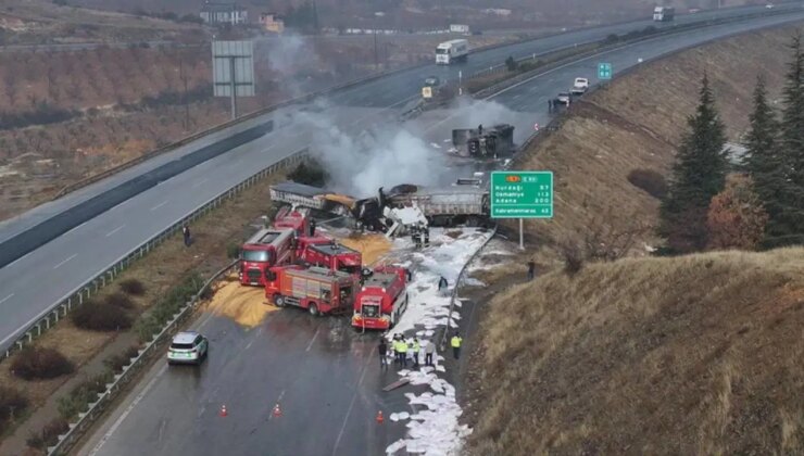 Gaziantep’te 3 TIR çarpıştı, araçlarda yangın çıktı: Yol trafiğe kapatıldı!