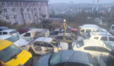 Gaziosmanpaşa’da otoparkta yangın: 14 araç zarar gördü